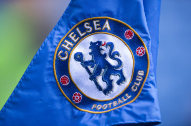 Chelsea club badge on the corner flag