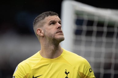 Fraser Forster looks upwards