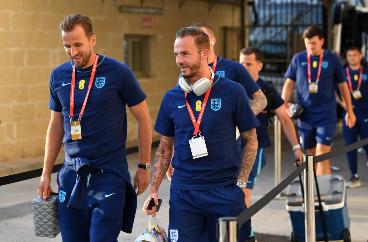 Harry Kane and James Maddison of England