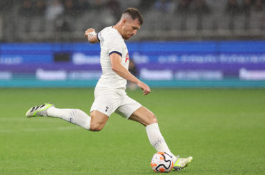 Pierre-Emile Hojbjerg kicks the ball