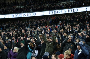 Tottenham Hotspur fans and supporters celebrate